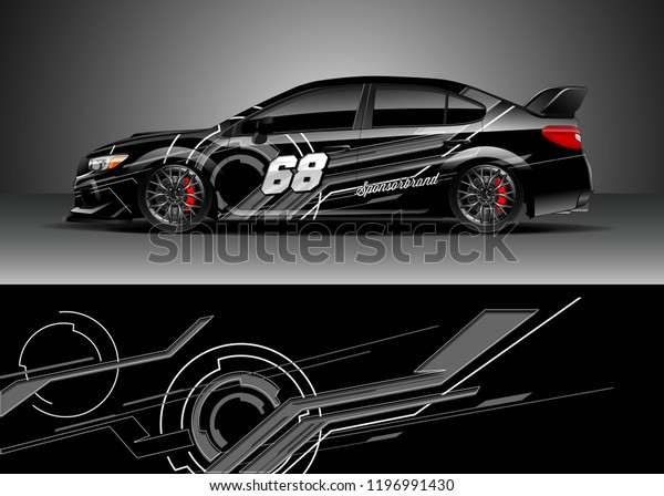 Car wrap design vector. Graphic abstract stripe\
racing background kit designs for wrap vehicle, race car, rally,\
adventure and livery
