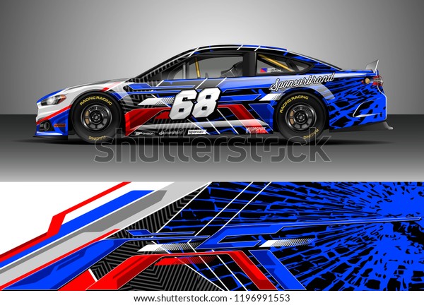 Car wrap design vector. Graphic abstract stripe\
racing background kit designs for wrap vehicle, race car, rally,\
adventure and livery