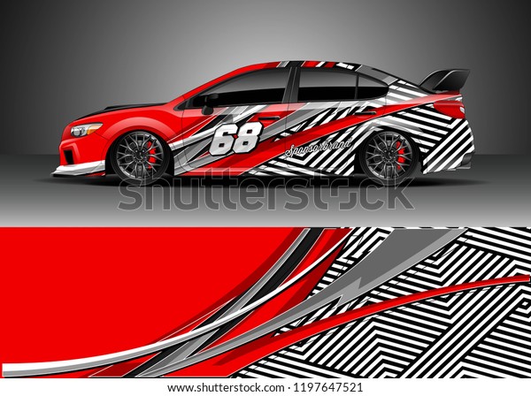 Car wrap design vector. Graphic abstract stripe
racing background kit design for wrap vehicle, race car, adventure
and livery