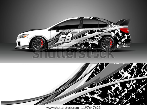 Car wrap design vector. Graphic abstract stripe
racing background kit design for wrap vehicle, race car, adventure
and livery