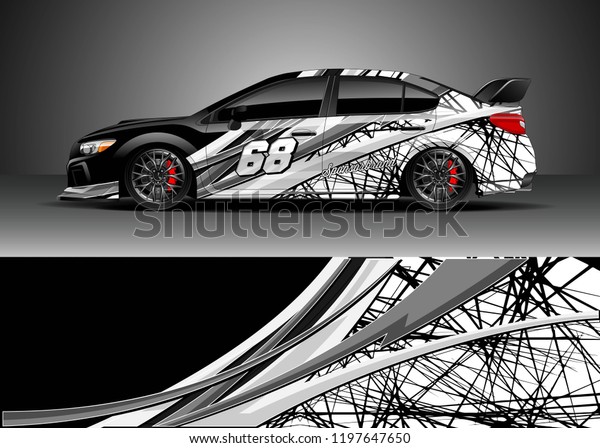 Car wrap design vector. Graphic abstract stripe\
racing background kit design for wrap vehicle, race car, adventure\
and livery