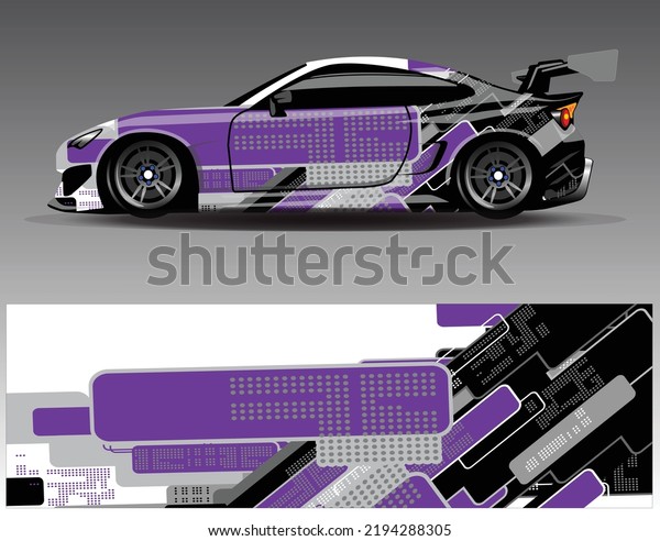Car wrap design vector. Graphic abstract stripe\
racing background kit designs for wrap vehicle race car rally\
adventure and livery