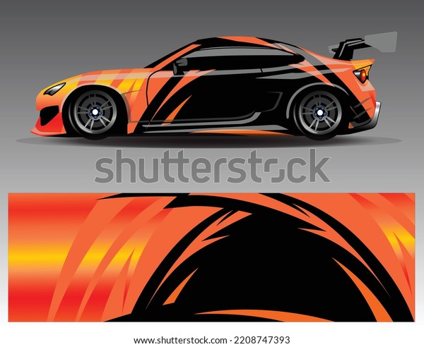Car wrap design vector. Graphic abstract stripe
racing background kit designs for wrap vehicle race car rally
adventure and livery