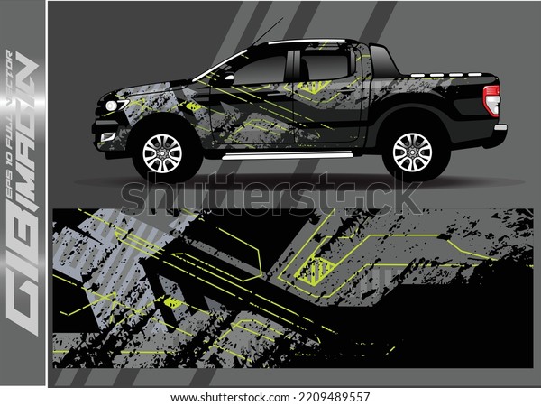 Car wrap design vector. Graphic abstract stripe\
racing background kit designs for wrap vehicle race car rally\
adventure and livery