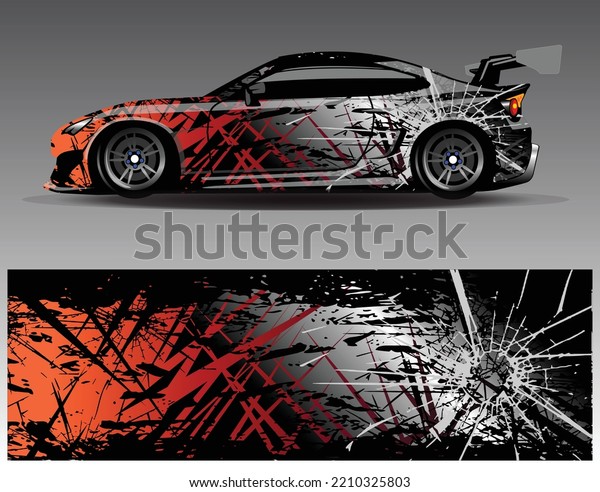 Car wrap design vector. Graphic abstract stripe
racing background kit designs for wrap vehicle race car rally
adventure and livery