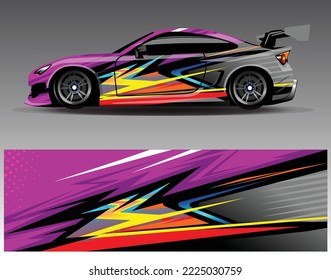car wrap design vector.Car livery graphic with abstract racing shape design