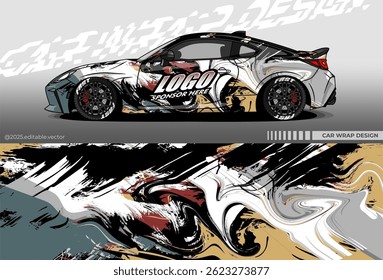 Car wrap design vector with mix colour painting. Abstract decal livery. Sticker vinyl body car. Suitable for racing, drift, rally or daily use	