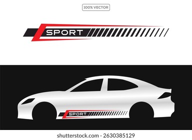 car wrap design vector for race car. Graphic abstract stripe racing background stock