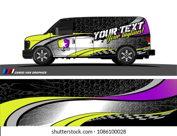 Car wrap design vector. simple curved shape with grunge background 