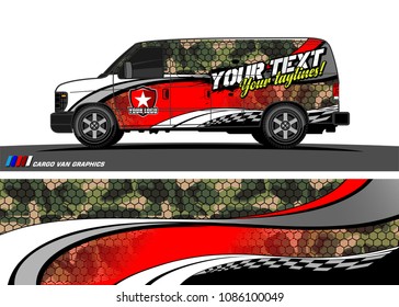 Car wrap design vector. simple curved shape with grunge background 