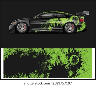 Car wrap design vector, sport car creativity graphics illustration