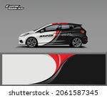 Car wrap design vector, truck and cargo van decal. Graphic abstract stripe racing background designs for vehicle, rally, race, adventure and car racing livery