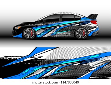Car wrap design vector, truck and cargo van decal. Graphic abstract stripe racing background designs for vehicle, rally, race, advertisement, adventure and livery car.