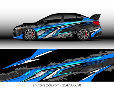 Car wrap design vector, truck and cargo van decal. Graphic abstract stripe racing background designs for vehicle, rally, race, advertisement, adventure and livery car.