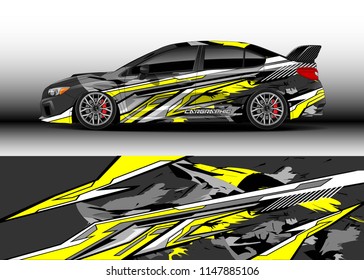 Car wrap design vector, truck and cargo van decal. Graphic abstract stripe racing background designs for vehicle, rally, race, advertisement, adventure and livery car.
