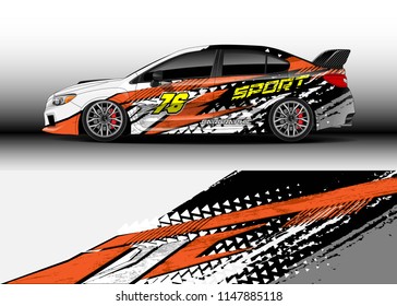 Car wrap design vector, truck and cargo van decal. Graphic abstract stripe racing background designs for vehicle, rally, race, advertisement, adventure and livery car.