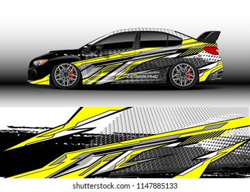 Car wrap design vector, truck and cargo van decal. Graphic abstract stripe racing background designs for vehicle, rally, race, advertisement, adventure and livery car.
