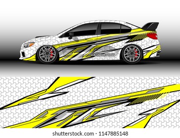 Car wrap design vector, truck and cargo van decal. Graphic abstract stripe racing background designs for vehicle, rally, race, advertisement, adventure and livery car.