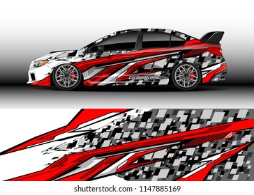 Car wrap design vector, truck and cargo van decal. Graphic abstract stripe racing background designs for vehicle, rally, race, advertisement, adventure and livery car.