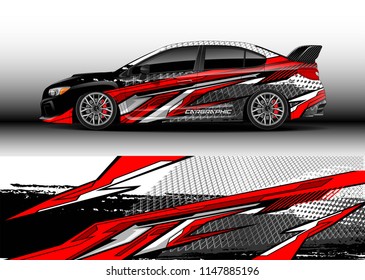 Car wrap design vector, truck and cargo van decal. Graphic abstract stripe racing background designs for vehicle, rally, race, advertisement, adventure and livery car.