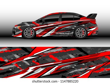 Car wrap design vector, truck and cargo van decal. Graphic abstract stripe racing background designs for vehicle, rally, race, advertisement, adventure and livery car.