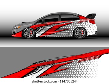 Car wrap design vector, truck and cargo van decal. Graphic abstract stripe racing background designs for vehicle, rally, race, advertisement, adventure and livery car.