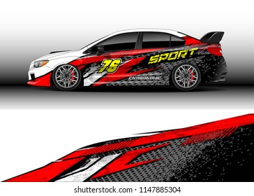Car wrap design vector, truck and cargo van decal. Graphic abstract stripe racing background designs for vehicle, rally, race, advertisement, adventure and livery car.