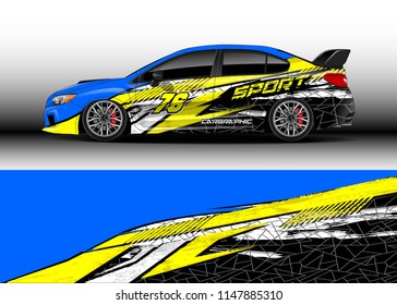 Car wrap design vector, truck and cargo van decal. Graphic abstract stripe racing background designs for vehicle, rally, race, advertisement, adventure and livery car.