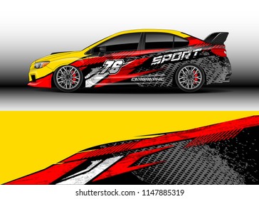 Car wrap design vector, truck and cargo van decal. Graphic abstract stripe racing background designs for vehicle, rally, race, advertisement, adventure and livery car.