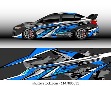 Car wrap design vector, truck and cargo van decal. Graphic abstract stripe racing background designs for vehicle, rally, race, advertisement, adventure and livery car.