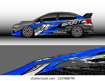 Car wrap design vector, truck and cargo van decal. Graphic abstract stripe racing background designs for vehicle, rally, race, advertisement, adventure and livery car.