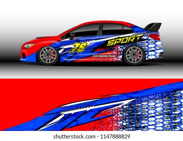 Car wrap design vector, truck and cargo van decal. Graphic abstract stripe racing background designs for vehicle, rally, race, advertisement, adventure and livery car.