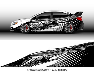 Car wrap design vector, truck and cargo van decal. Graphic abstract stripe racing background designs for vehicle, rally, race, advertisement, adventure and livery car.