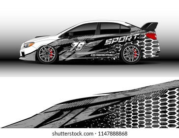 Car wrap design vector, truck and cargo van decal. Graphic abstract stripe racing background designs for vehicle, rally, race, advertisement, adventure and livery car.