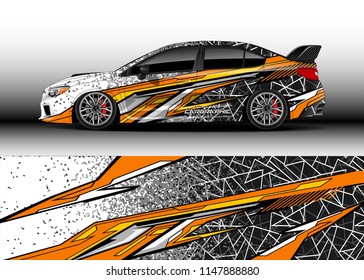 Car wrap design vector, truck and cargo van decal. Graphic abstract stripe racing background designs for vehicle, rally, race, advertisement, adventure and livery car.