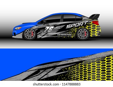 Car wrap design vector, truck and cargo van decal. Graphic abstract stripe racing background designs for vehicle, rally, race, advertisement, adventure and livery car.
