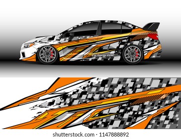 Car wrap design vector, truck and cargo van decal. Graphic abstract stripe racing background designs for vehicle, rally, race, advertisement, adventure and livery car.