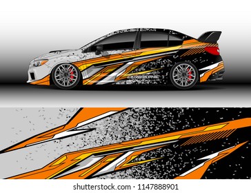 Car wrap design vector, truck and cargo van decal. Graphic abstract stripe racing background designs for vehicle, rally, race, advertisement, adventure and livery car.
