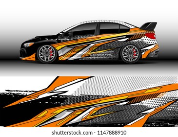 Car wrap design vector, truck and cargo van decal. Graphic abstract stripe racing background designs for vehicle, rally, race, advertisement, adventure and livery car.