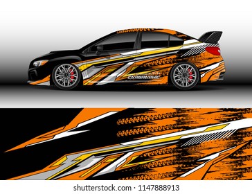 Car wrap design vector, truck and cargo van decal. Graphic abstract stripe racing background designs for vehicle, rally, race, advertisement, adventure and livery car.