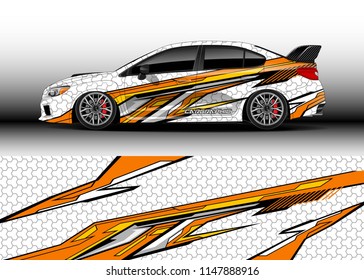 Car wrap design vector, truck and cargo van decal. Graphic abstract stripe racing background designs for vehicle, rally, race, advertisement, adventure and livery car.