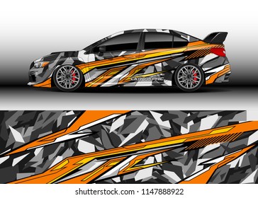 Car wrap design vector, truck and cargo van decal. Graphic abstract stripe racing background designs for vehicle, rally, race, advertisement, adventure and livery car.