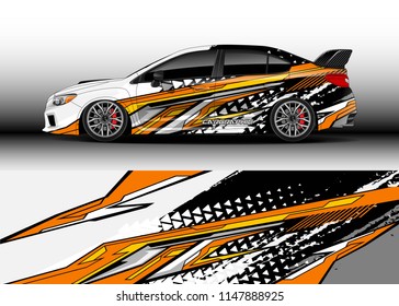 Car wrap design vector, truck and cargo van decal. Graphic abstract stripe racing background designs for vehicle, rally, race, advertisement, adventure and livery car.