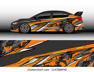 Car wrap design vector, truck and cargo van decal. Graphic abstract stripe racing background designs for vehicle, rally, race, advertisement, adventure and livery car.