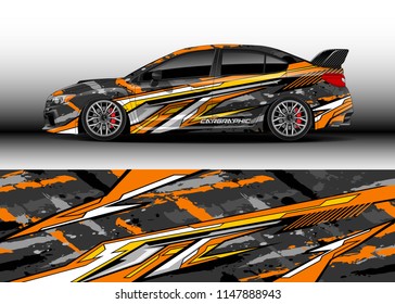 Car wrap design vector, truck and cargo van decal. Graphic abstract stripe racing background designs for vehicle, rally, race, advertisement, adventure and livery car.