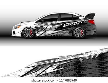 Car wrap design vector, truck and cargo van decal. Graphic abstract stripe racing background designs for vehicle, rally, race, advertisement, adventure and livery car.