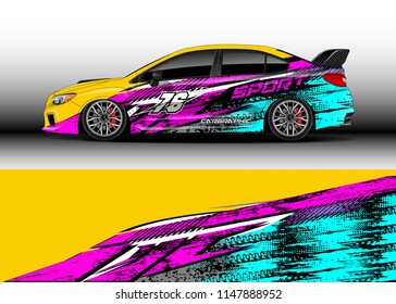 Car wrap design vector, truck and cargo van decal. Graphic abstract stripe racing background designs for vehicle, rally, race, advertisement, adventure and livery car.