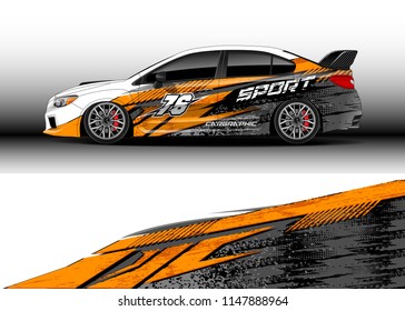 Car wrap design vector, truck and cargo van decal. Graphic abstract stripe racing background designs for vehicle, rally, race, advertisement, adventure and livery car.