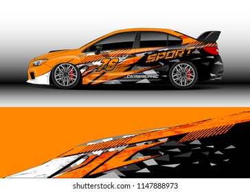 Car wrap design vector, truck and cargo van decal. Graphic abstract stripe racing background designs for vehicle, rally, race, advertisement, adventure and livery car.