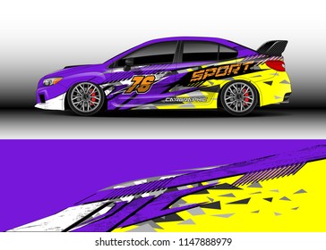 Car wrap design vector, truck and cargo van decal. Graphic abstract stripe racing background designs for vehicle, rally, race, advertisement, adventure and livery car.